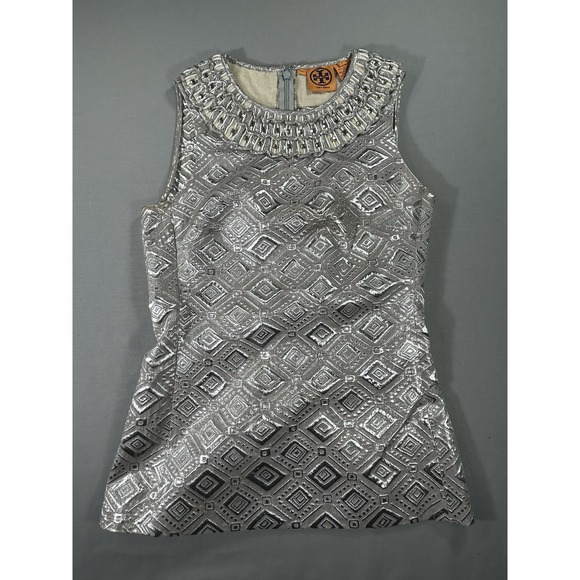 Tory Burch Metallic Rhinestone sleeveless shirt women's 0 - Picture 1 of 11